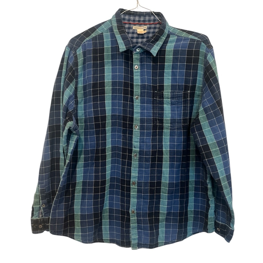 Carbon 2 Cobalt‎ Men's XL Blue Green Plaid Button Down Long Sleeve Casual Shirt